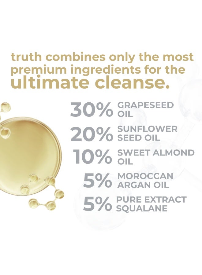 truth 진실 OIL TO MILK CLEANSER 100ml. GRAPESEED OIL + ARGAN OIL + SUNFLOWER SEED OIL + ALMOND OIL + SQUALANE. - Image 4
